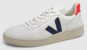 Veja V-10 Leather - white-navy-red