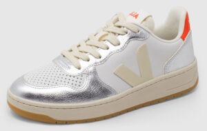Veja V-10 Leather - white-pierre-silver