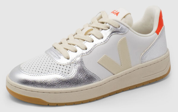 Veja V-10 Leather - white-pierre-silver