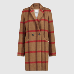 Penn & Ink Wollmantel Karo-Camel I Größe 40